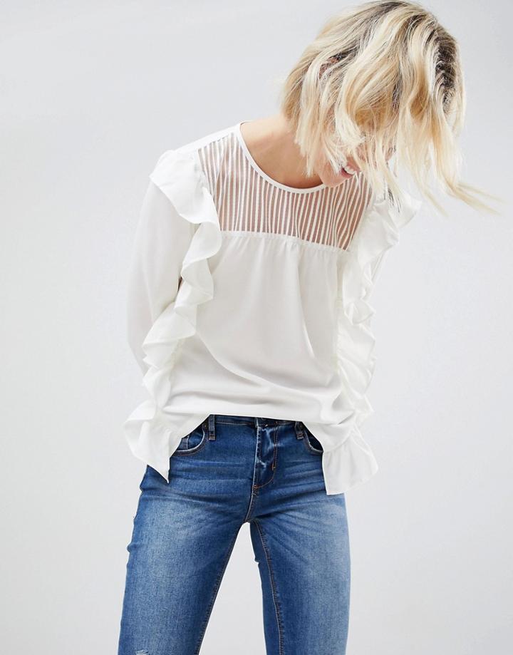 Unique 21 White Frill Top - White