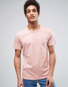 Selected Homme T-shirt With Textured Detail - Pink