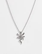 Asos Design Necklace With Fairy Pendant In Silver Tone