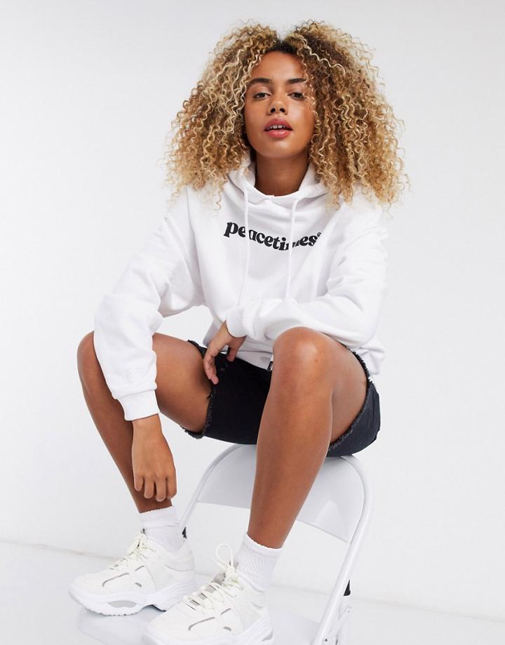 Crooked Tongues Hoodie In Peacetimes Print-white