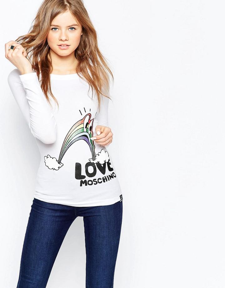 Love Moschino Rainbow Long Sleeve T-shirt - Wh1