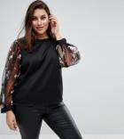 Unique 21 Hero Top With Embroidered Puff Sleeves - Black