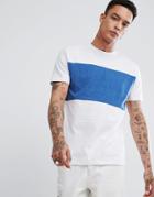 Asos Relaxed Fit Color Block T-shirt With Ringer Neck - White