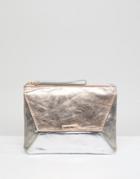 Oasis Fold Over High Shine Clutch - Gold