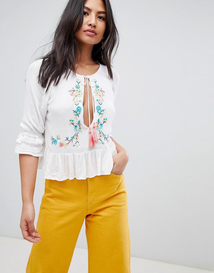 Raga Ashlynn Embroidered Blouse - White
