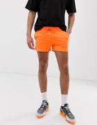 Asos Design Jersey Runner Shorts In Neon Orange - Orange