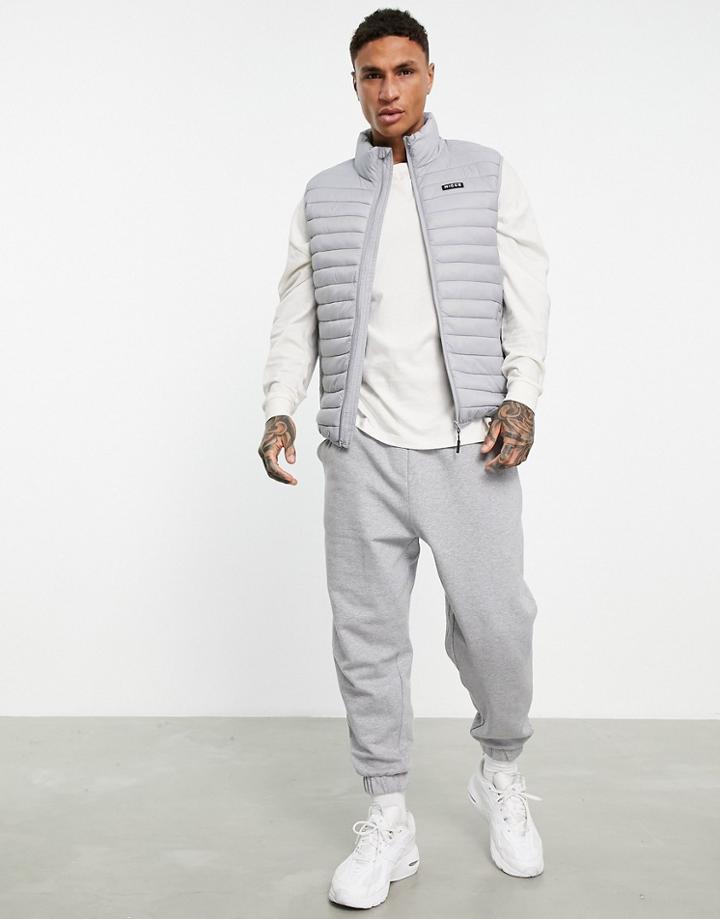 Nicce Maidan Padded Vest In Gray