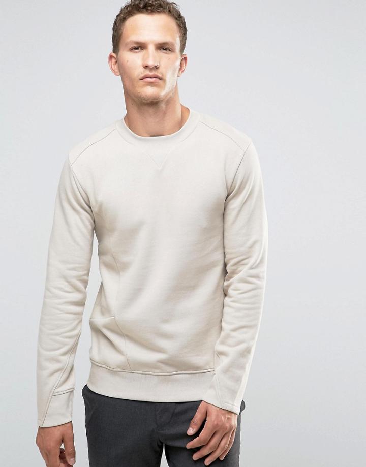 Celio Sweatshirt With Asymetrical Pocket Details - Beige