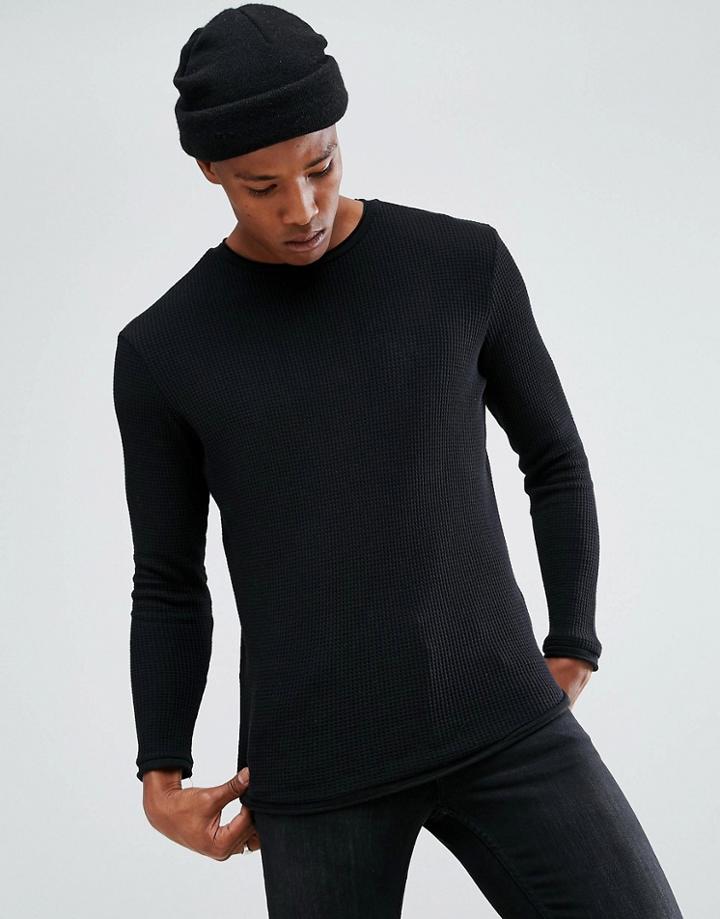Bershka Lightweight Sweater In Black - Black