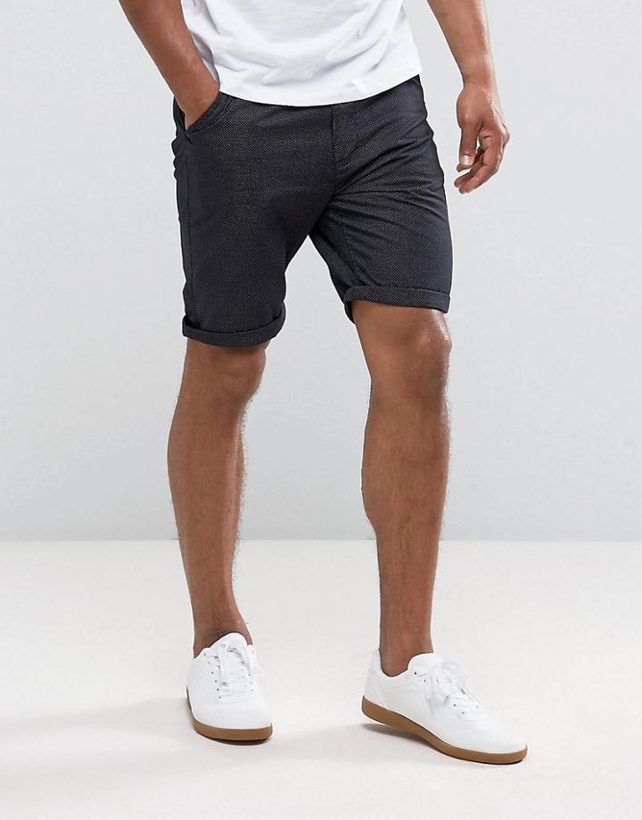 Brave Soul Printed Fine Cotton Shorts - Navy