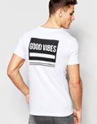 Asos Muscle T-shirt With Good Vibes Back Print In White - White