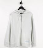 Collusion Zip Through Oversized Hoodie With Brand Print In Blue Set-blues