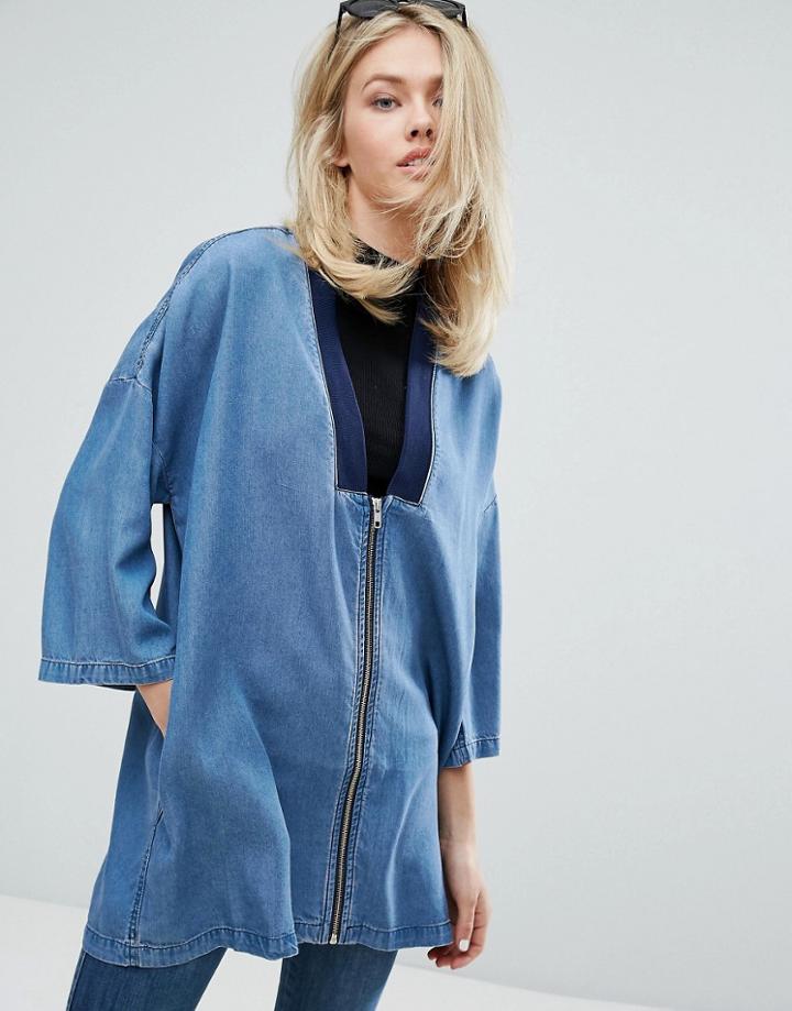 Dr Denim Rheba Kimono Bomber Jacket - Blue