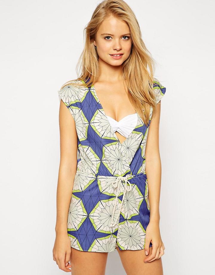 Asos Geo Print Romper Beach Romper - Multi
