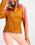 Puma X Helly Hansen Running Jacket In Color Block Tan And Coral-brown
