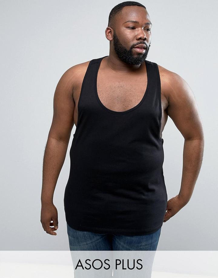 Asos Plus Tank With Extreme Racer Back In Black - Black