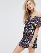Missguided Floral Bardot Mini Dress - Multi