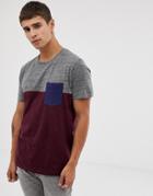 Esprit T-shirt With Color Block And Chest Pocket - Red
