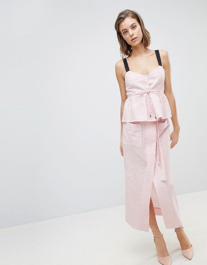 Sabina Musayev Pinstripe Wrap Tie Skirt - Pink