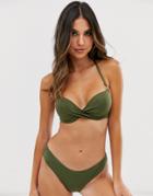 Dorina Mix & Match Fiji Padded Bikini Top In Khaki-green