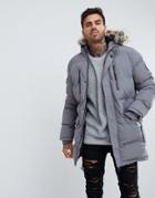 Good For Nothing Parka In Gray With Faux Fur Hood - Gray