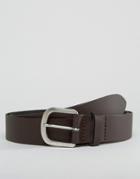 Asos Smart Leather Belt With Horseshoe Buckle - Brown