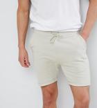 Asos Design Skinny Shorts With Turn Up Hem In Beige - Beige