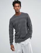 Troy Tone Stripe Sweater With Crew Neck - Gray