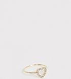 Asos Design Curve Thumb Ring In Crystal Heart Design In Gold Tone
