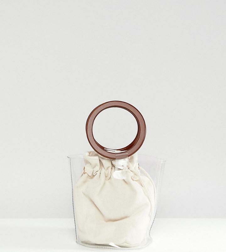 My Accessories Clear Plastic Tote With Wooden Handles - Clear