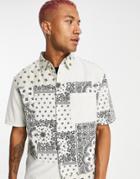 Bershka Matching Paisley Patchwork Shirt In Ecru-neutral