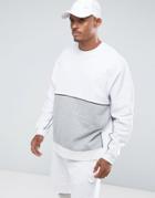 Asos Oversized Sweatshirt With Cut & Sew & Piping - White