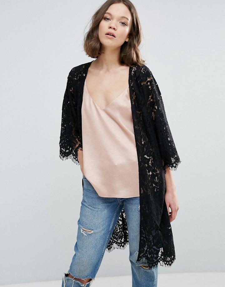 Ichi Lace Kimono - Black