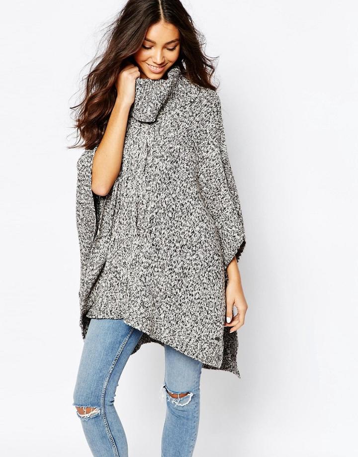 Esprit Turtleneck Knitted Poncho - Black