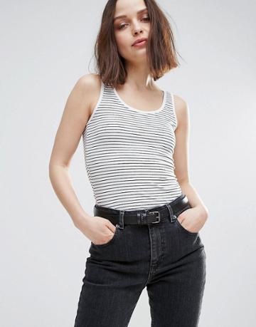 Only Live Love Stripe Tank - Black