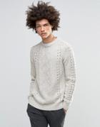 Asos Sweater With Cable Crochet Detail - Beige