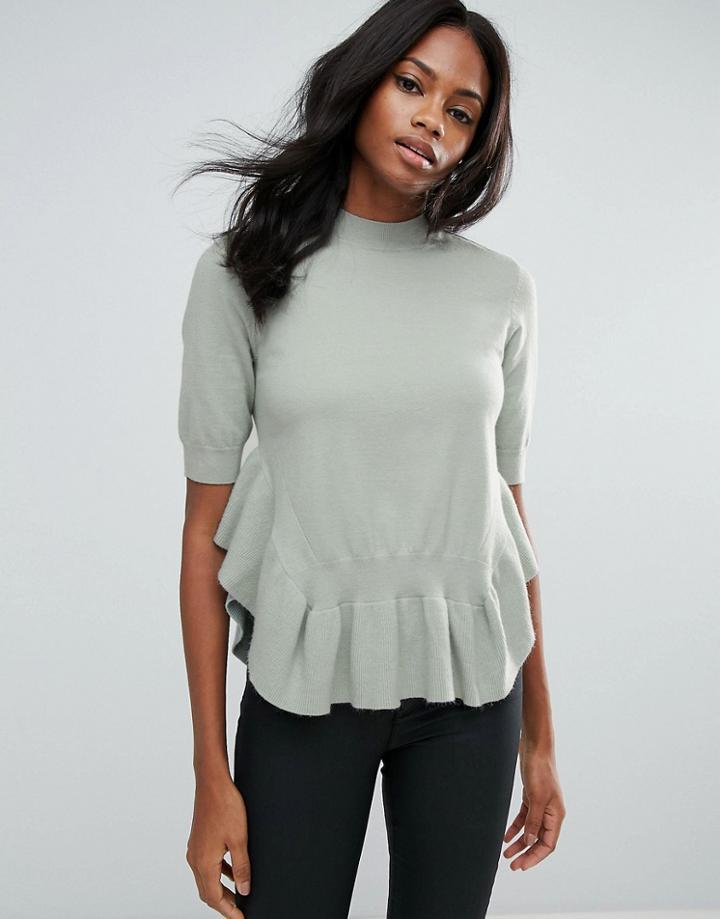 Y.a.s Sky Short Sleeve Knit - Gray