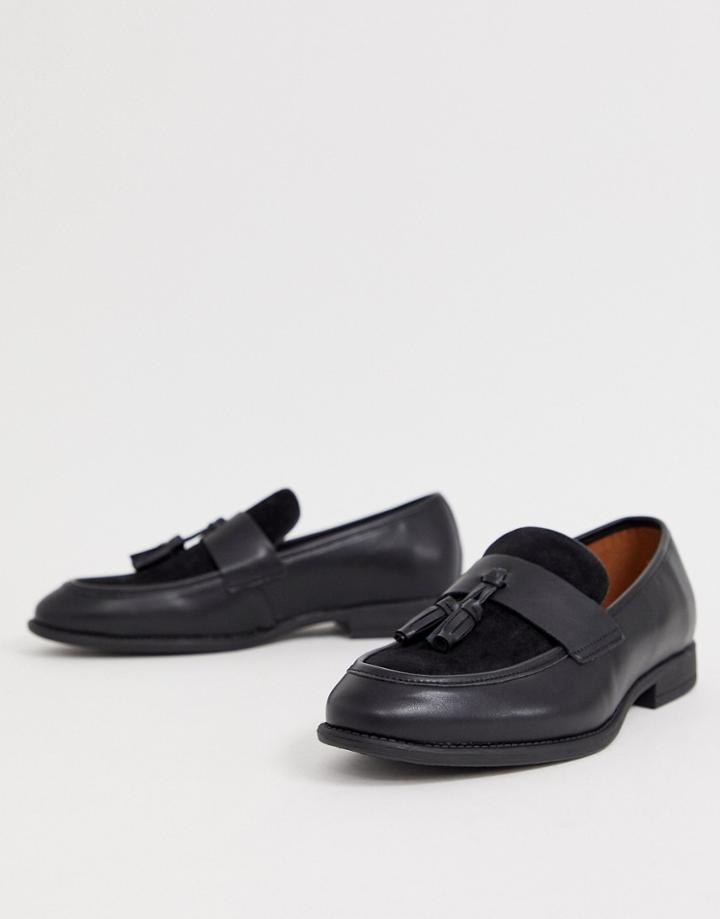 New Look Fringed Loafers In Black - Black
