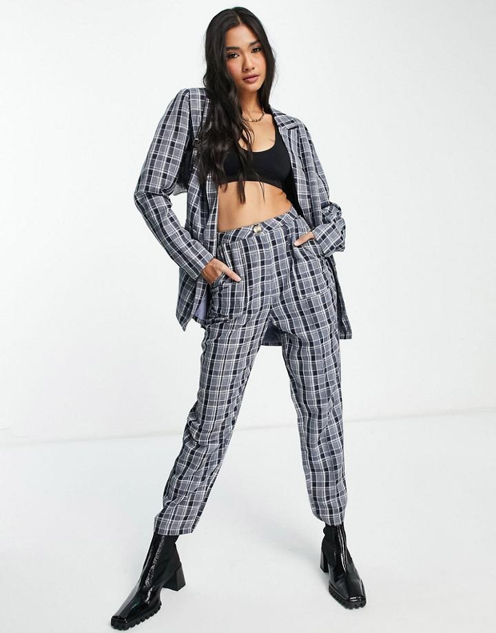 Urban Threads Tailored Pants In Navy Plaid - Part Of A Set
