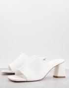 Asos Design Heeled Mules In White In Faux Leather