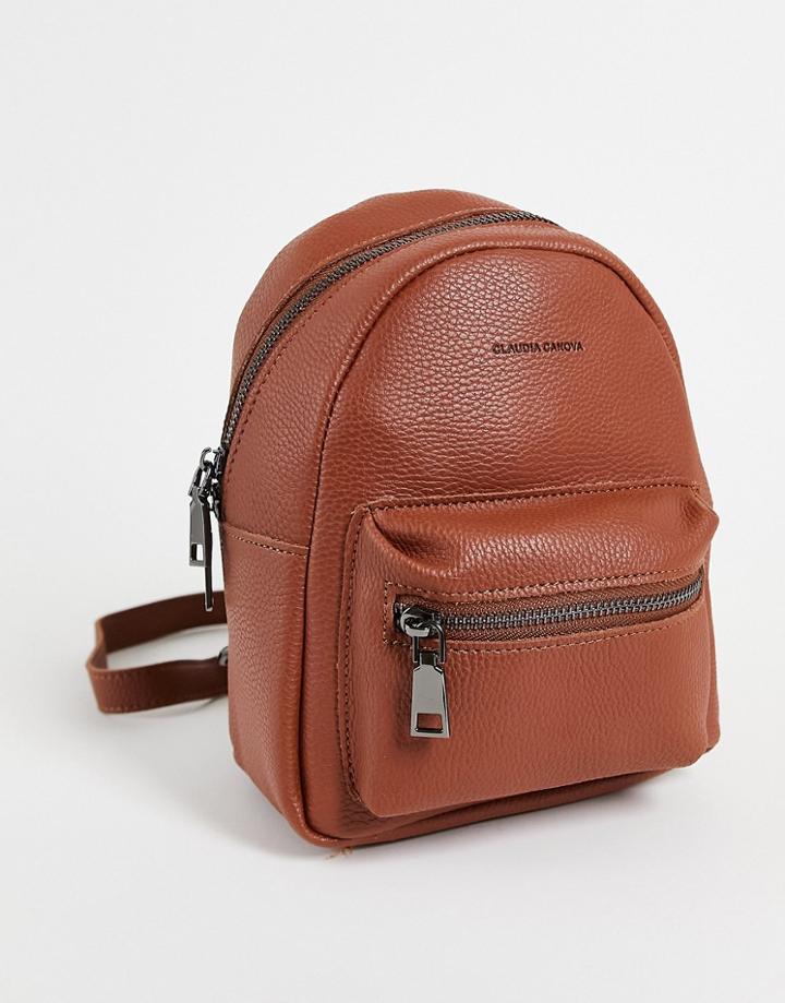 Claudia Canova Mini Soft Grain Backpack In Tan-brown