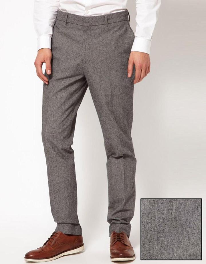 Asos Slim Fit Smart Pants In Twill
