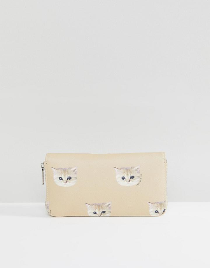Paul & Joe Sister Cat Print Zip Around Purse - Beige