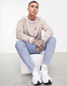 Asos Design Sweatshirt In Scuba With Striped Rib - Part Of A Set-neutral