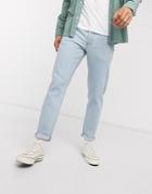Asos Design Tapered Jeans In Light Wash-blues