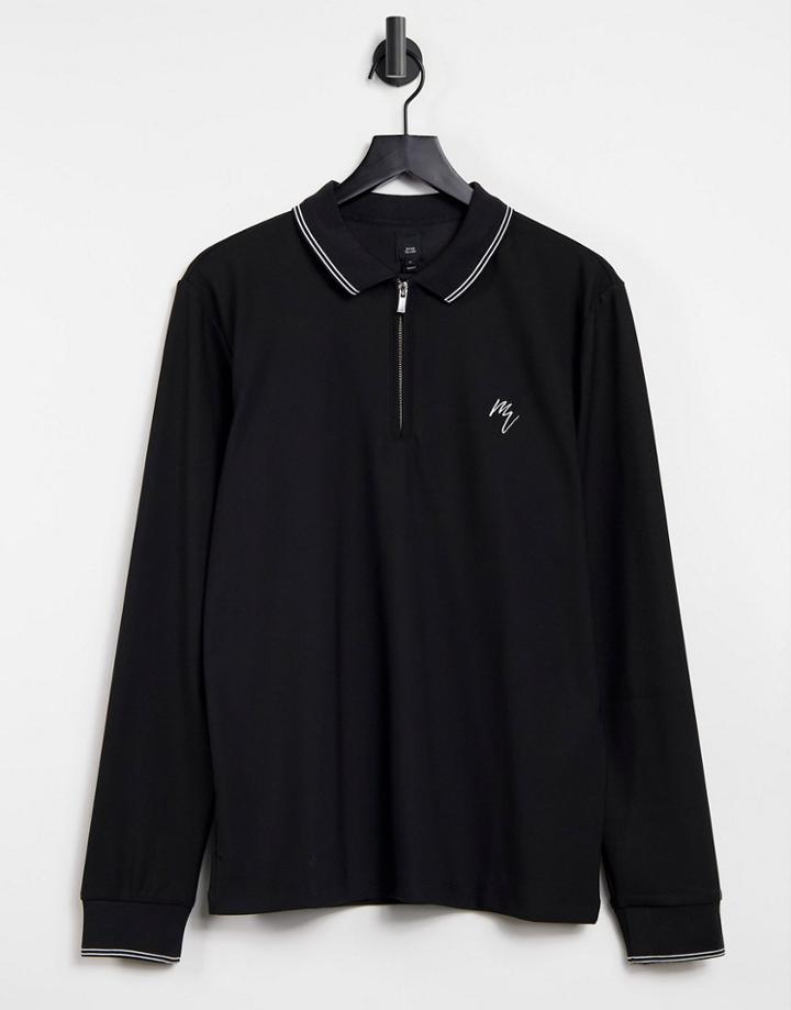 River Island Maison Long Sleeve Slim T-shirt In Black