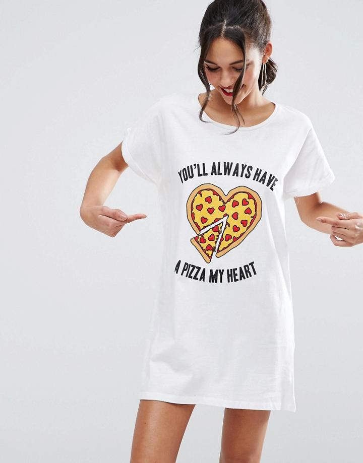 Asos Valentines Pizza Slice Oversized Tee - Multi