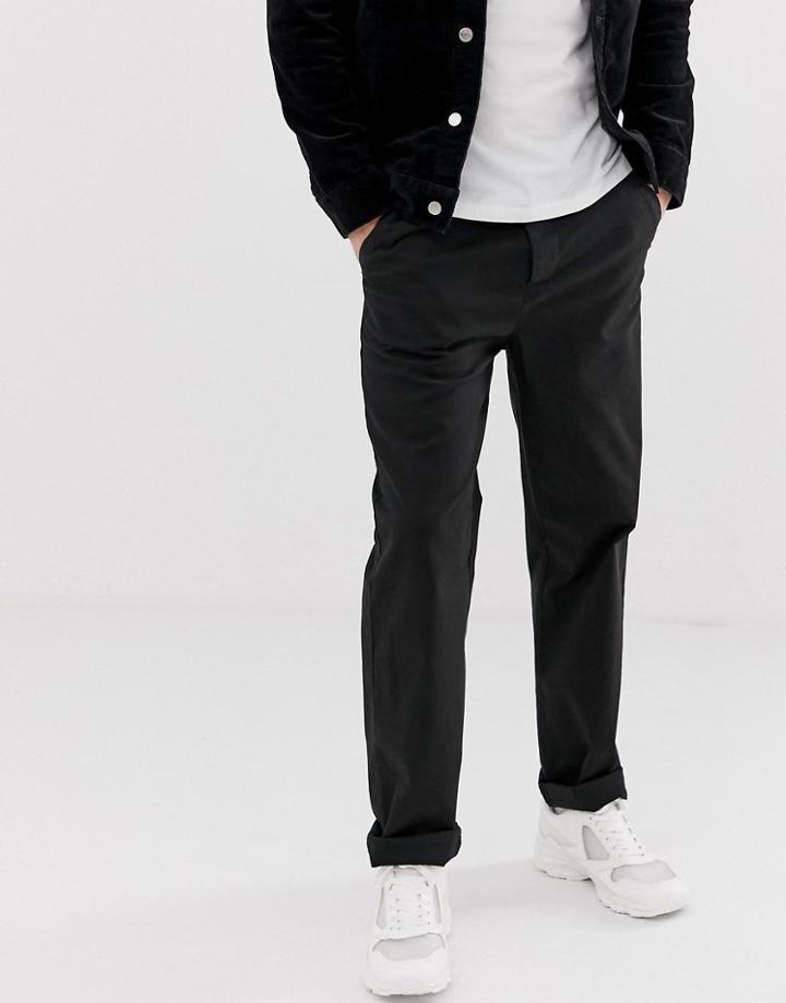 Asos Design Relaxed Skater Chinos In Black - Black