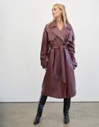 4th & Reckless Pu Trench Coat In Maroon-red