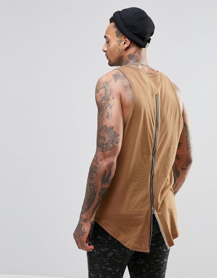 Sixth June Tank With Zip Back - Tan